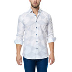 Tessellation Long-Sleeve Button-Up // White + Light Blue (M)