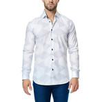 Tessellation Long-Sleeve Button-Up // White + Light Blue (M)