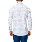 Tessellation Long-Sleeve Button-Up // White + Light Blue (M)