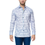 Leafy Long-Sleeve Button-Up // Light Blue (S)