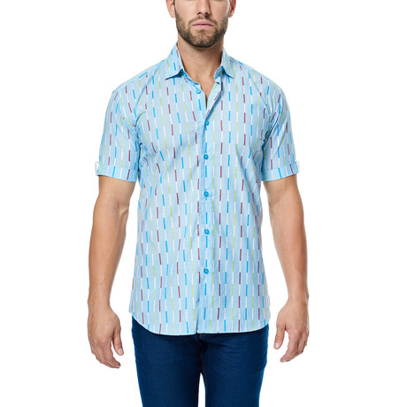 Broadway Boogie-Woogie Short-Sleeve Button-Up Shirt // Light Blue (XS)