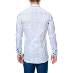 Distortion Long-Sleeve Button-Up // Blue + White + Orange (M)