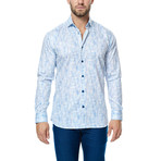 Distortion Long-Sleeve Button-Up // Blue + White (M)