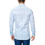 Distortion Long-Sleeve Button-Up // Blue + White (M)