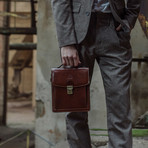 Walden // Small Leather Briefcase // Brown