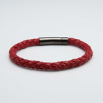 Woven Leather Bracelet // Red + Black