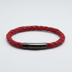 Woven Leather Bracelet // Red + Black