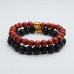 2 Pack Buddha Wood Bracelet // Gold