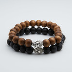 2 Pack Buddha Wood Bracelet // Silver