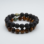 Tiger Eye + Lava Rock Buddha Bracelet