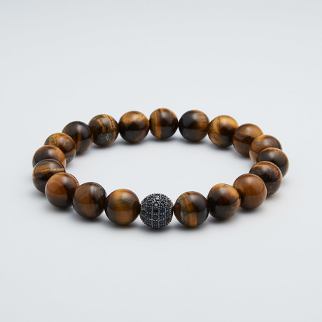 Tiger Eye + Cubic Zirconia Bracelet