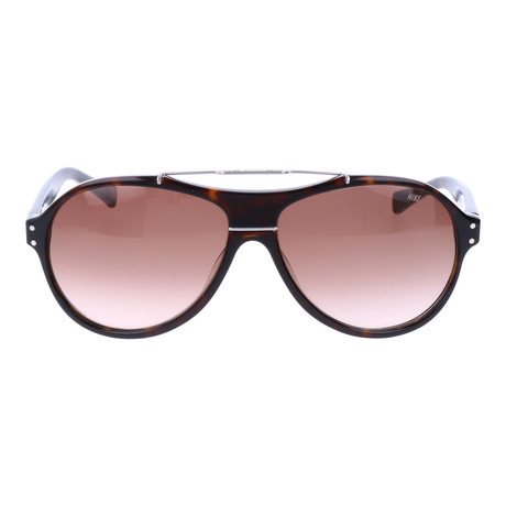 Metal Bar Thick Rim Aviator // Dark Tortoise + Brown