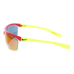 Color Blocked Angled Sport Sunglasses // Red + Mirror + Yellow