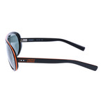 Thick Bridge Rounded Sunglasses // Black + Grey + Orange