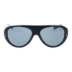 Thick Bridge Rounded Sunglasses // Black + Grey + Orange