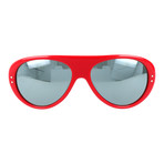 Men's Thick Bridge Rounded Sunglasses // Red + Mirror