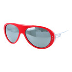 Men's Thick Bridge Rounded Sunglasses // Red + Mirror