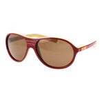 Rounded Thick Rim Striped Aviator // Red + Brown + Orange