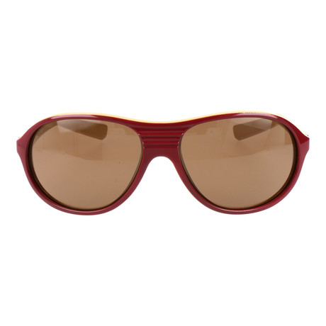 Rounded Thick Rim Striped Aviator // Red + Brown + Orange