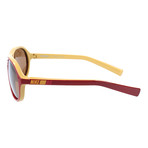 Rounded Thick Rim Striped Aviator // Red + Brown + Orange