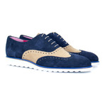 Brogue // Navy + Beige (US: 8.5)