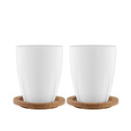 Bruk Porcelain Mug + Oak Lid // Set of 2 // White