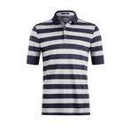 Studley Stripe Short-Sleeve Polo Shirt // Navy (L)