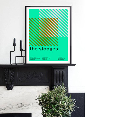 The Stooges 1974 // Green (Paper Print: 16"W x 22"H)