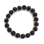 The Power Bracelet Stack // Polished Black Onyx + Matte Black Onyx + Lava Stone (Petite)