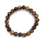 The Classic Bracelet Stack // Polished + Matte Tiger Eye + Black CZ Diamond (Petite)