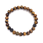 The Classic Bracelet Stack // Polished + Matte Tiger Eye + Black CZ Diamond (Petite)