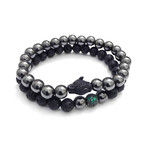 The Black Panther Bracelet Stack // Hematite + Lava (Petite)