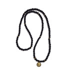 Wrap Necklace + Bracelet 2-In-1 // Black Onyx + Gold Medallion (28")