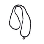 Wrap Necklace + Bracelet 2-In-1 // Black Onyx + Buddha Medallion (28")