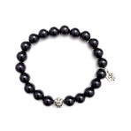 Royale Bracelet // Black Onyx + Fleur De Lis Tag + Bead (Petite)