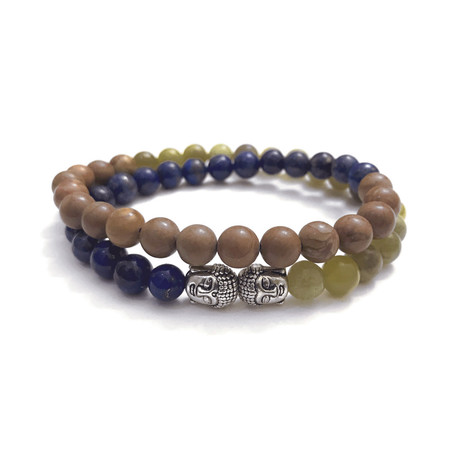 The Seeker Bracelet Wrap // Lapis + Tigerskin Jasper + Green Jade (Petite)