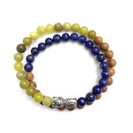 The Seeker Bracelet Wrap // Lapis + Tigerskin Jasper + Green Jade (Petite)