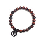 Om Bracelet // Red Tigers Eye + Pave Charm + Balls (Extra Small)