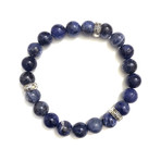 The Merakiman Bracelet Stack // Blue Sodalite + Picture Jasper + Matte Black Onyx + Silver Agate (Petite)