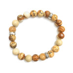 The Merakiman Bracelet Stack // Blue Sodalite + Picture Jasper + Matte Black Onyx + Silver Agate (Petite)