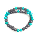 The Urban Nomad Bracelet Wrap // Turquoise + Matte Hematite (Petite)