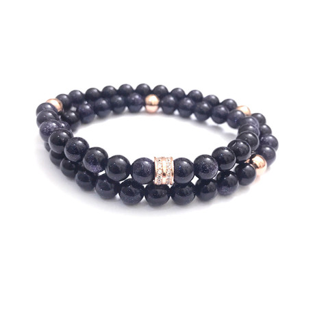 The Quintessential // Blue Goldstone + Rose Gold (Petite)