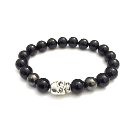 Skull Bracelet // Black Onyx + Hematite (Petite)