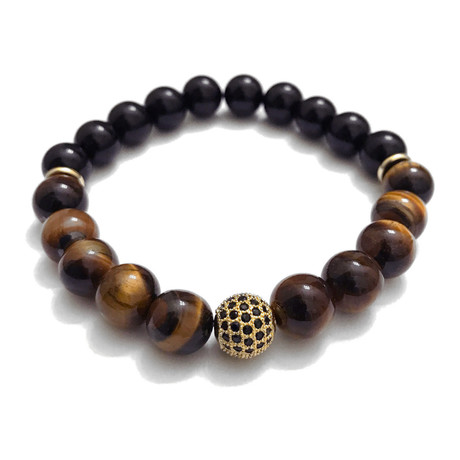 Executive // Black Onyx + Tiger Eye + CZ Diamond Ball (Petite)
