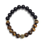 Executive // Black Onyx + Tiger Eye + CZ Diamond Ball (Petite)