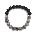 Executive // Silver Crazy Lace Agate + Lava + CZ Diamond Ball (Petite)
