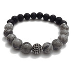 Executive // Silver Crazy Lace Agate + Lava + CZ Diamond Ball (Petite)