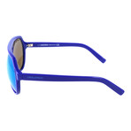 Thick Rim Rounded Aviator // Blue + Blue Mirror