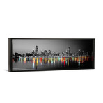 Skyline at Night with Color Pop Lake Michigan Reflection, (36"W x 12"D x 1.5"D)