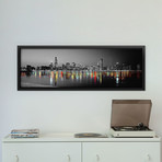 Skyline at Night with Color Pop Lake Michigan Reflection, (36"W x 12"D x 1.5"D)